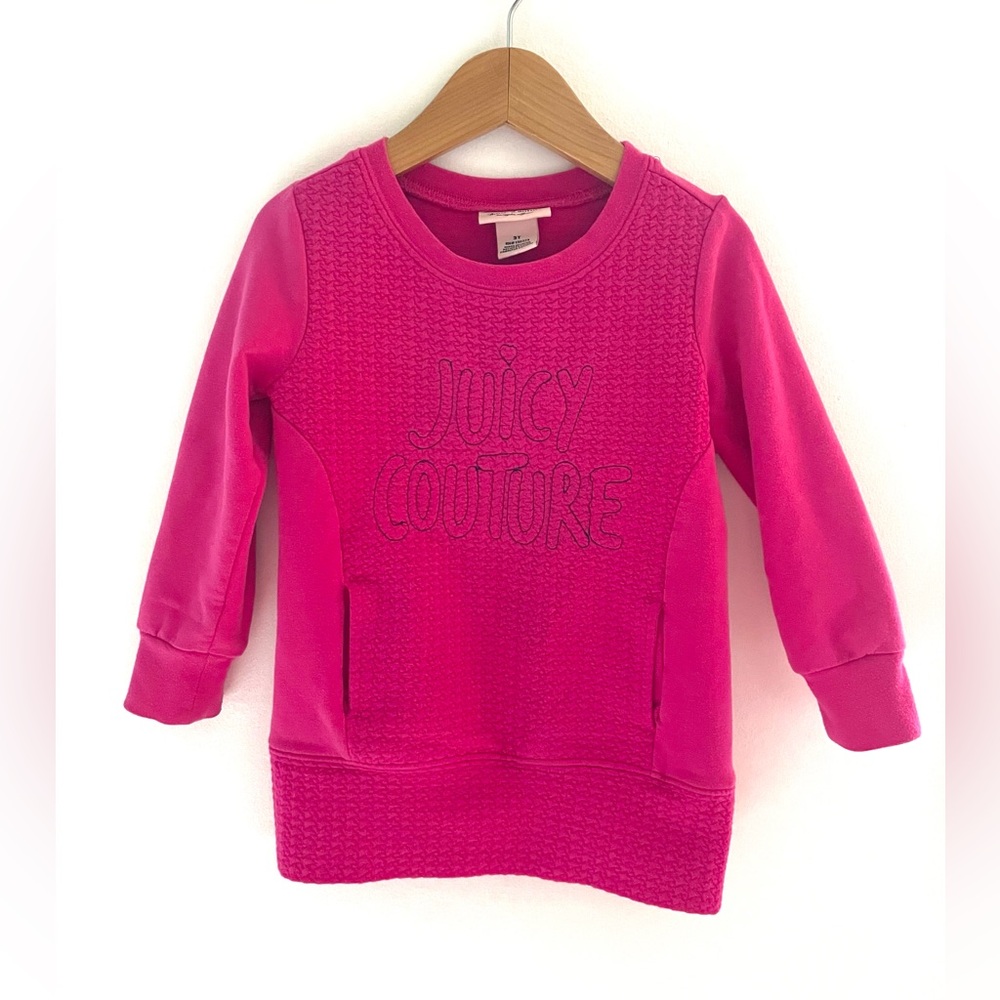 3/$20💥Juicy Couture Sweatshirt Dress, Front Pockets, Cool Texture, Bright Pink,